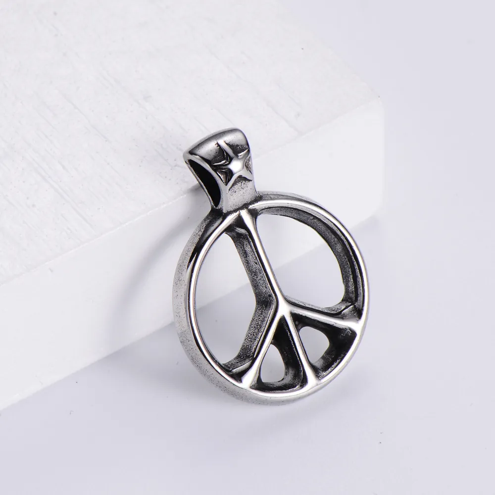 Peace Sign Pendant Necklace 304 Stainless Steel Retro Industrial Anti War Symbol Jewelry For Men Women Vintage Jewelry