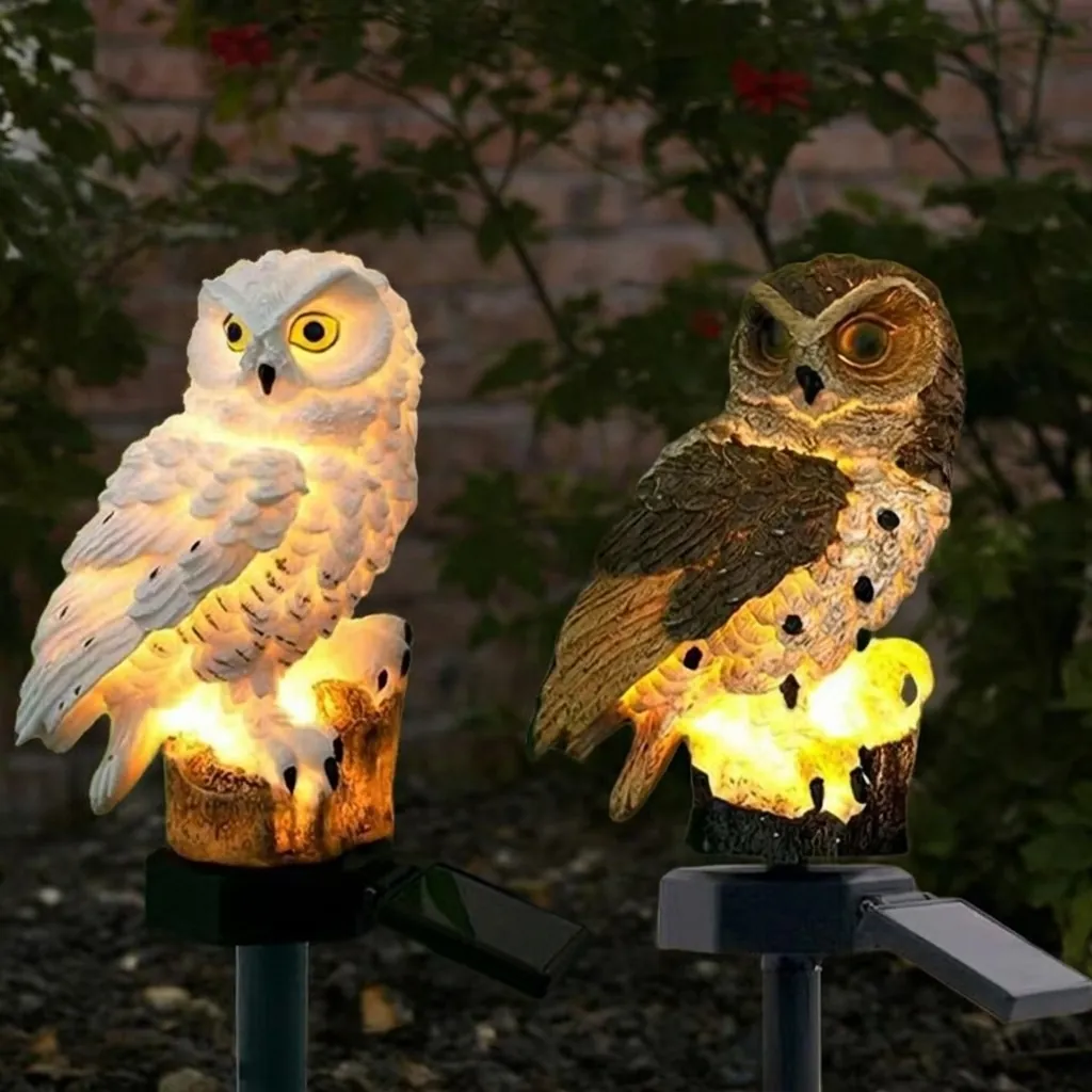 Solar Owl Garden Stake Light Resin Waterproof Warm LED Outdoor Landscape Decoration For Patio Lawn Pathway Backyard