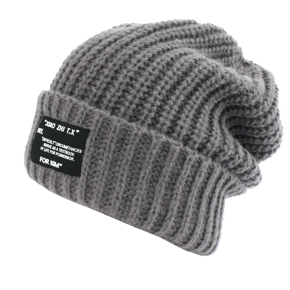 Berretto In Maglia Acrilico Caldo Inverno Stile Retro Giapponese Patch Lettera Morbido Maglia Grossa Accessorio