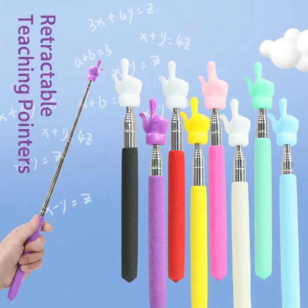Telescopic Pointer Stainless Steel Extendable Teaching Stick Finger Reading Wand For Classroom Presentation Teacher