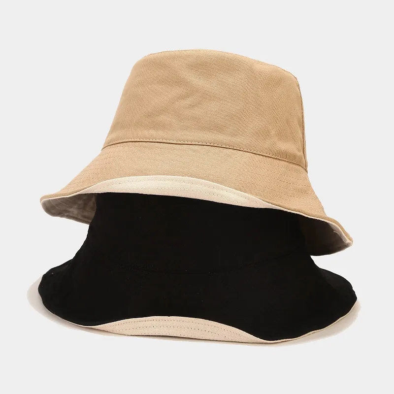 Cotton Canvas Bucket Hat With Adjustable Windproof Drawstring Wide Brim Sun Protection Foldable Korean Style For Women
