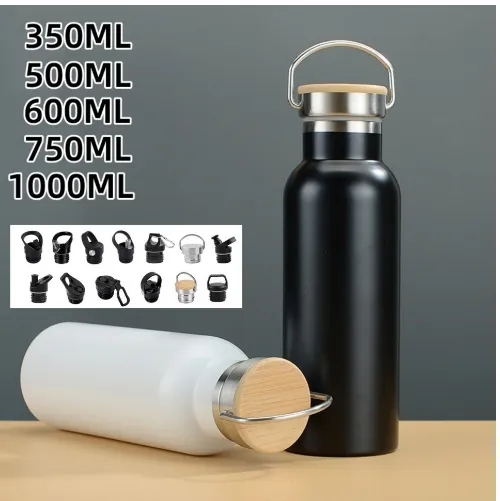 Insulated Water Bottle 304 Stainless Steel Vacuum Sport Flask With Bamboo Lid And Portable Metal Handle Outdoor Kettle