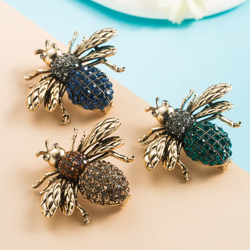 Vintage Legierung Strass Biene Brosche Pin Für Damen Exquisite Insekten Brustnadel Mode Bekleidungszubehör Schmuck Geschenk
