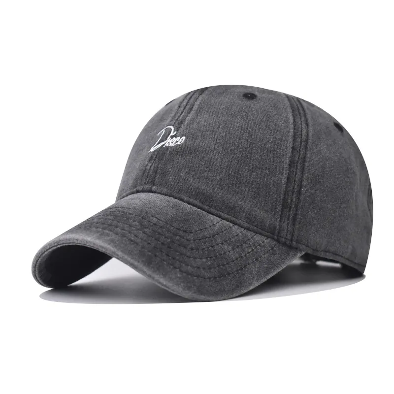 Casquette De Baseball En Coton Lavé Rétro Brodé Lettre Disco Chapeau De Soleil Distressed Vintage Réglable Pour Hommes Femmes