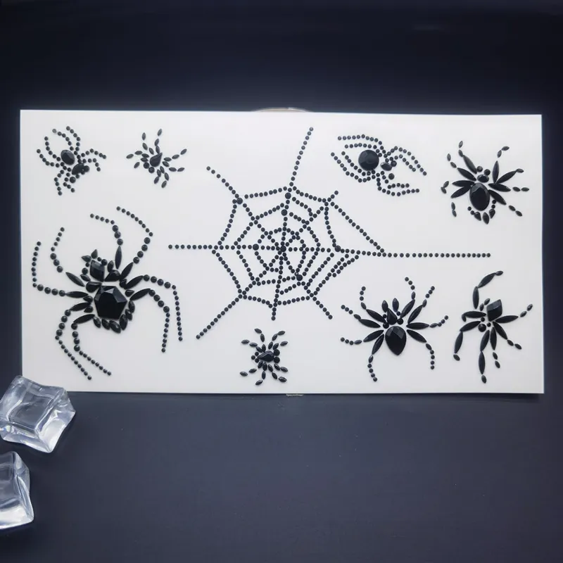 Halloween Face Gems Spider Web Skull Bat Rhinestone Stickers Face Jewels For Party Masquerade Makeup Body Art