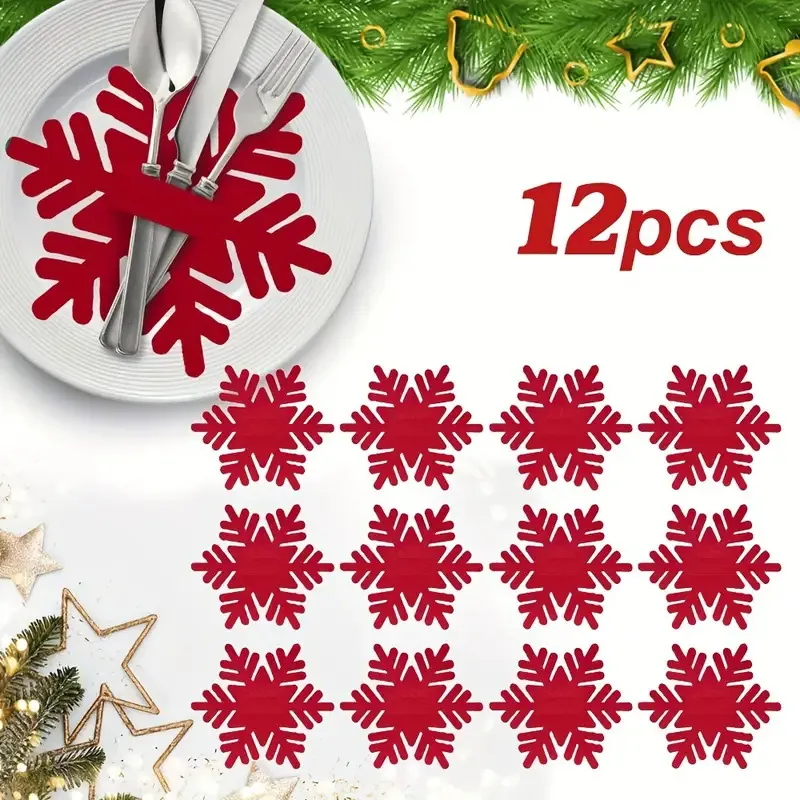 Felt Snowflake Cutlery Holder Christmas Festive Table Decorations Dining Party Supplies