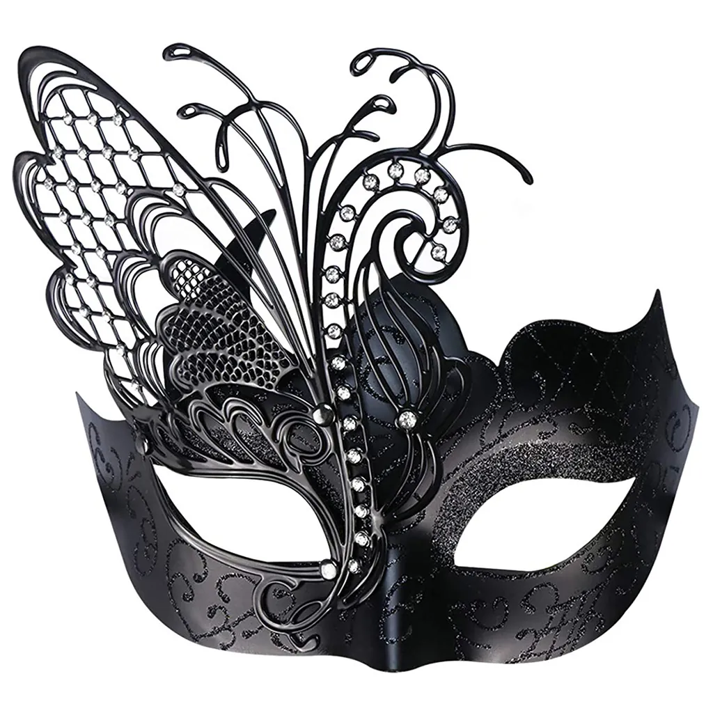 Butterfly Masquerade Mask Filigree Plastic Metal Rhinestone Glitter Halloween Carnival Party Luxury Venetian Half Face For Women
