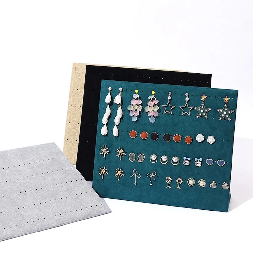 Velvet Jewelry Display Stand L-Shaped Earring Organizer Board Necklace Holder Desktop Vertical Professional Rack Storage