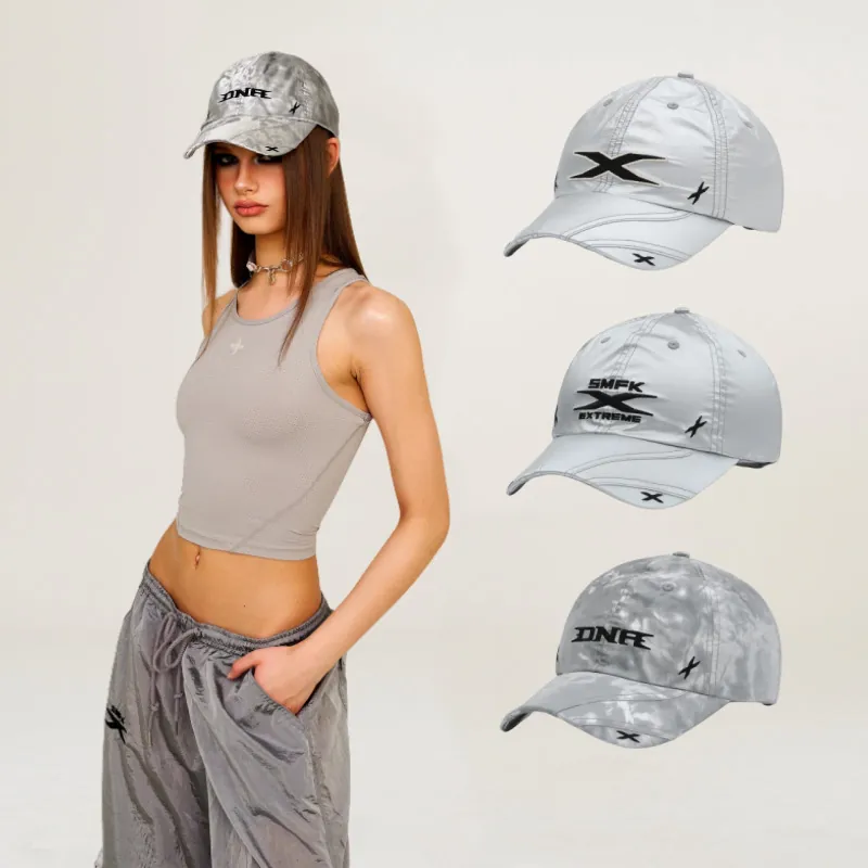 Metallic Silver Baseball Cap Reflective Nylon Adjustable Strap Embroidery Sun Protection Outdoor Sporty Unisex Hat