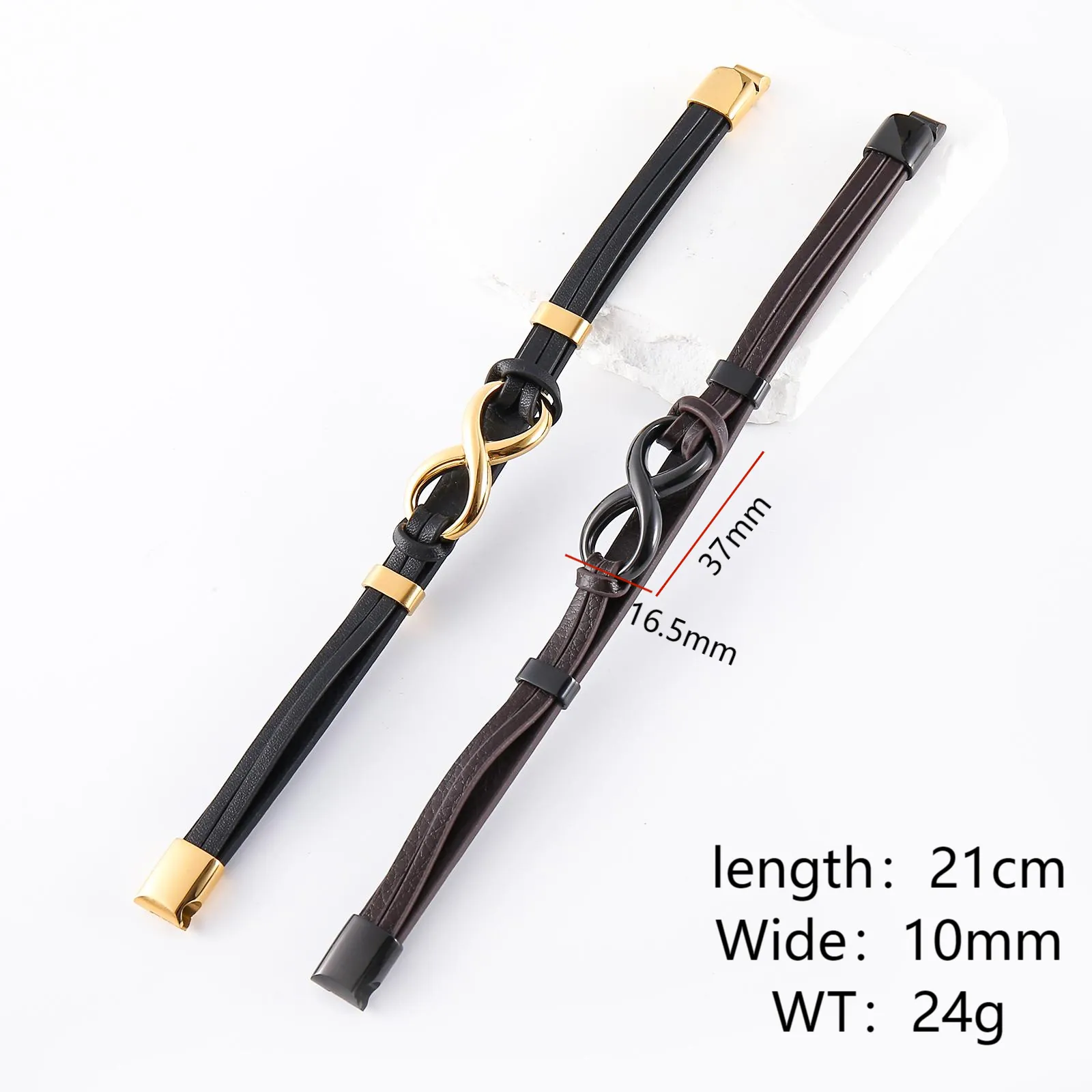 Bracciale In Pelle Intrecciata Simbolo Infinito Hardware In Acciaio Inossidabile 304 Chiusura Magnetica Gioielli Uomo