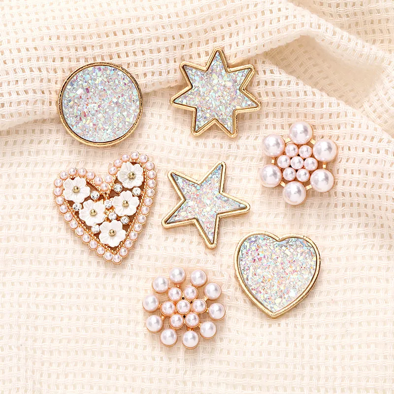 Alloy DIY Jewelry Charms Heart Star Flower Faux Artificial Pearl Rhinestone Glitter For Necklace Bracelet Making Decoration