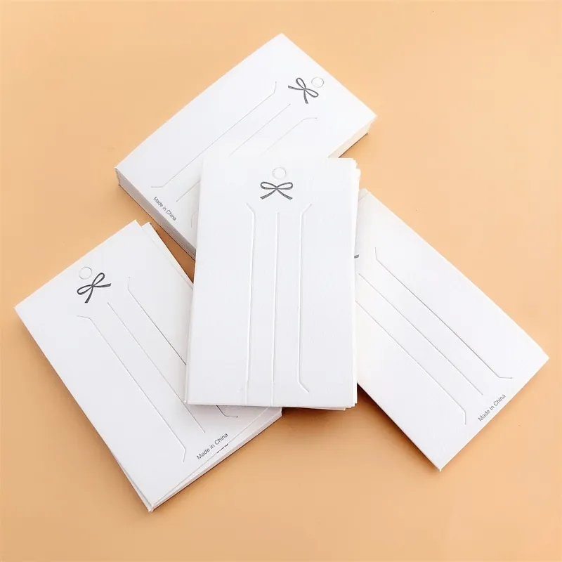 Cartellini Per Esposizione Gioielli Cartone Bianco Elegante Design Fiocco Per Fermagli Capelli Spille Accessori Confezione Etichette