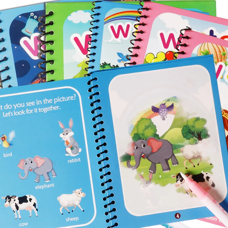 Magic Water Drawing Book Reusable Coloring Painting Doodle Board Mess Free Educational Cartoon Themes Toddlers Kids