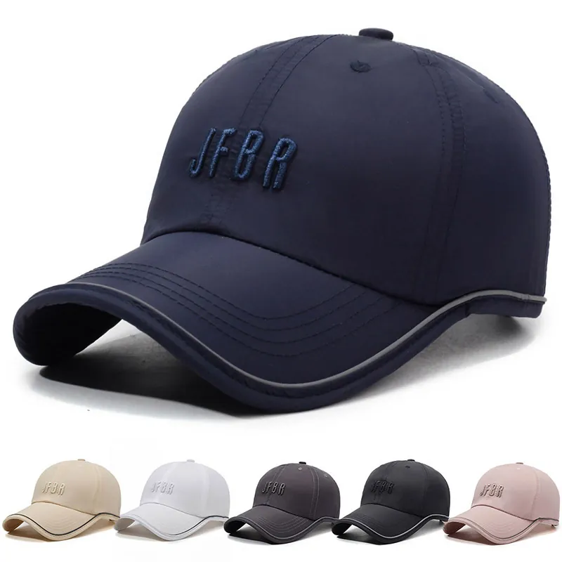 Baseball Cap Quick Dry Polyester Sun Hat Breathable Outdoor Sports Unisex Embroidery Adjustable Curved Brim Reflective