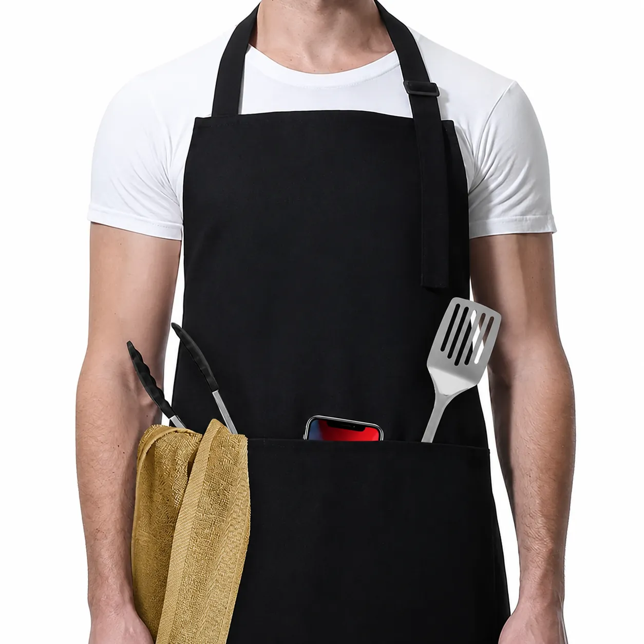 Polyester Küchenschürze Wasserabweisend Mit Verstellbarem Nackenband Großen Taschen Buchstaben Druck Für Grillen Koch