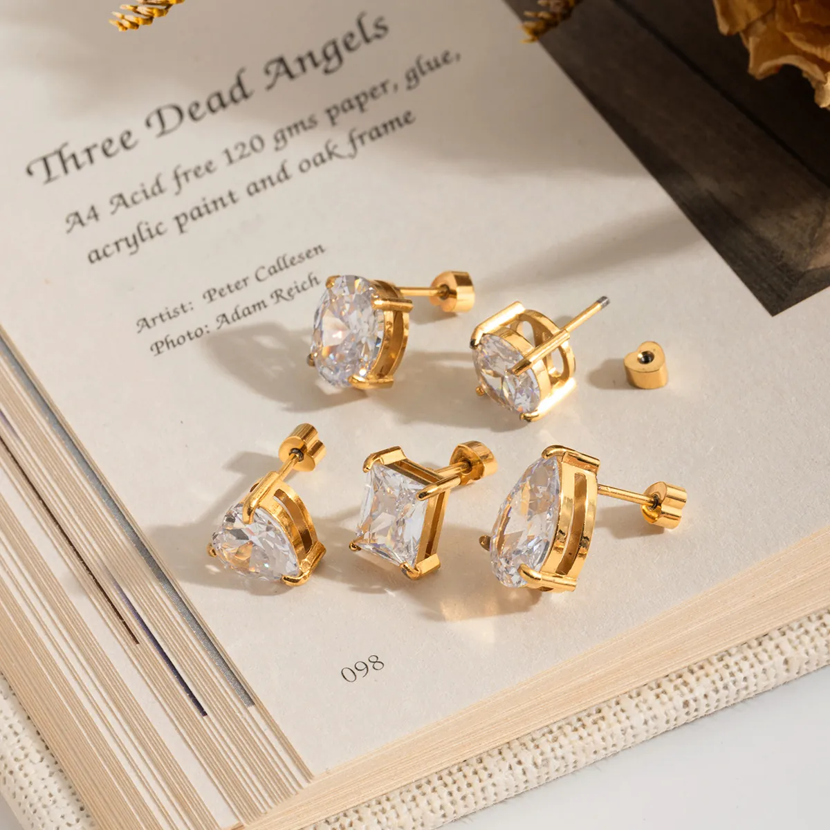 Eenvoudige Roestvrijstalen Strass Oorknopjes Voor Dames 18K Verguld Geometrisch Hart Peer Waterdruppel Vorm Sieraden