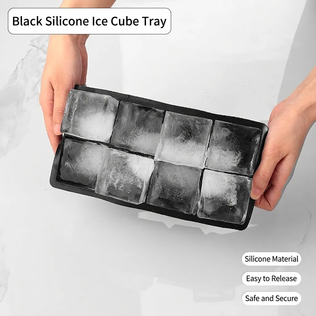 Moules À Glaçons En Silicone Souple Qualité Alimentaire Formes Sphère Carré Crâne Pour Whiskey Cocktails Réutilisable Noir
