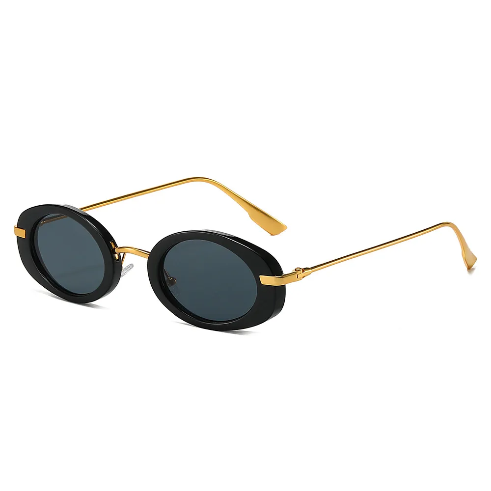 Vintage Oval Sunglasses UV400 Protection Plastic Frame Metal Temples Retro Ins Style Fashion Eyewear For Men Women
