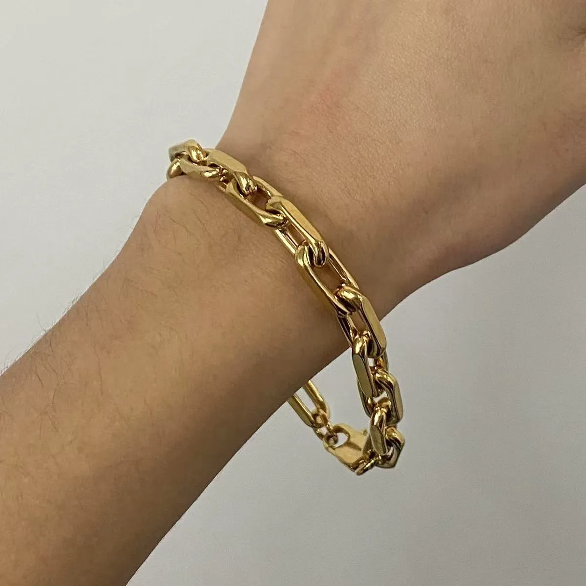 Minimalist Stainless Steel Gold Chunky Chain Bracelet For Women Men U-shaped Link Hand Jewelry Everyday Commuting Gift