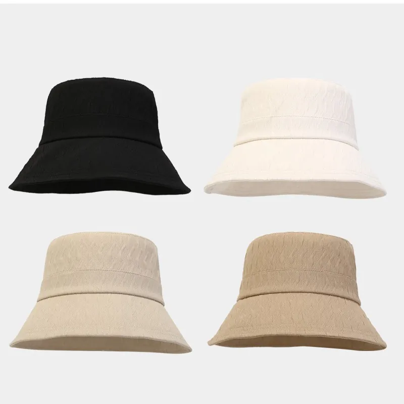 Chapeau Cloche Femme Polyester Texture Jacquard Pliable Protection Solaire Respirant Plage Été Casual Bob