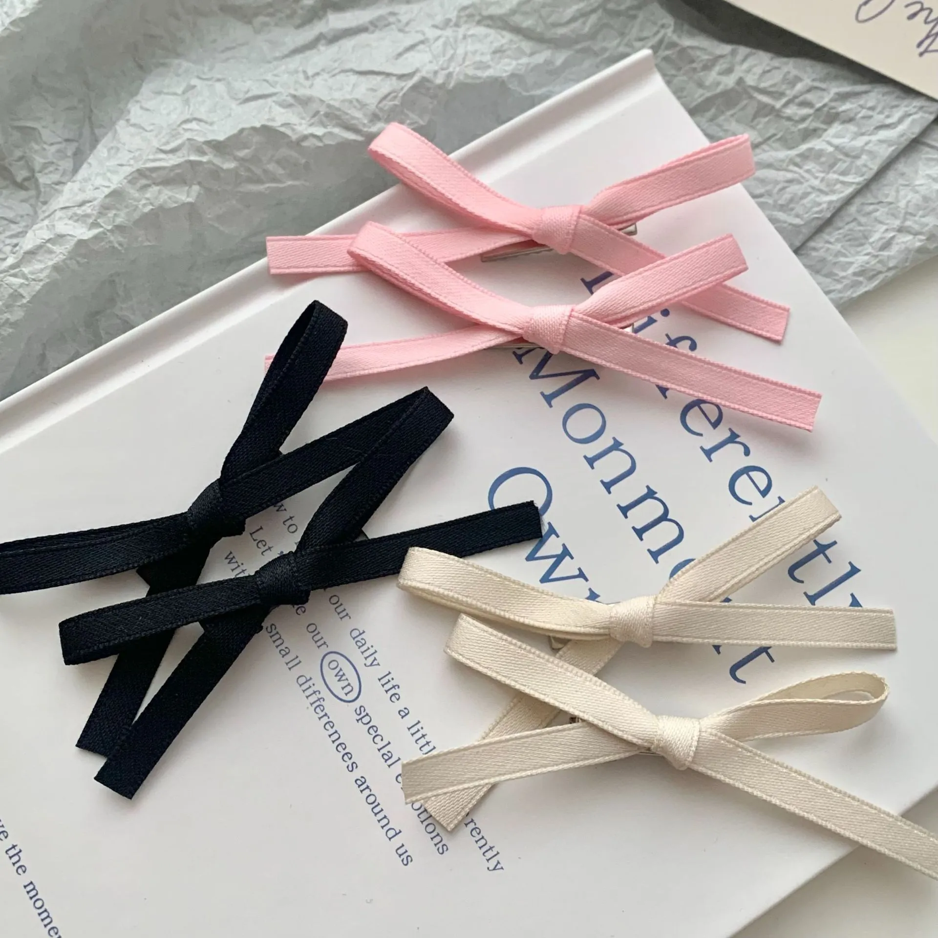 Bow Hair Clip Polyester Ribbon Alligator Clip Sweet Princess Style For Women Girls