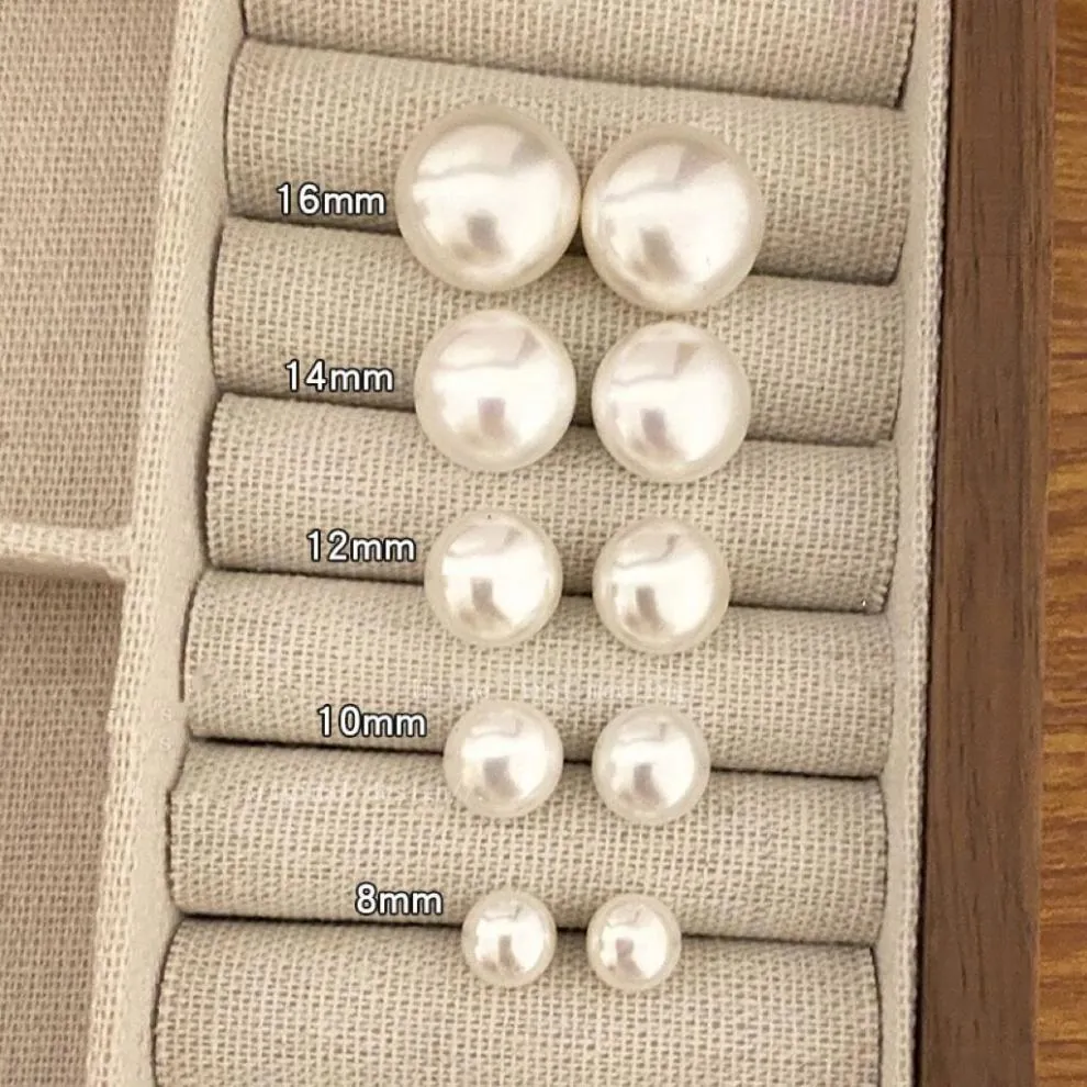 Elegant Round White Shell Artificial Pearl Stud Earrings Alloy Simple Minimalism Jewelry For Women Girls Daily Wear Gift Accessory