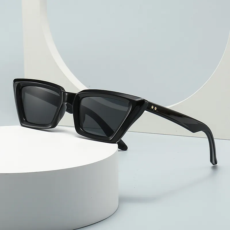 Moderne Retro Katzenaugen Sonnenbrille Für Damen Herren Winklig Quadratisch PC Rahmen UV400 Schutz Rechteckige Mode Brillen Für Reise