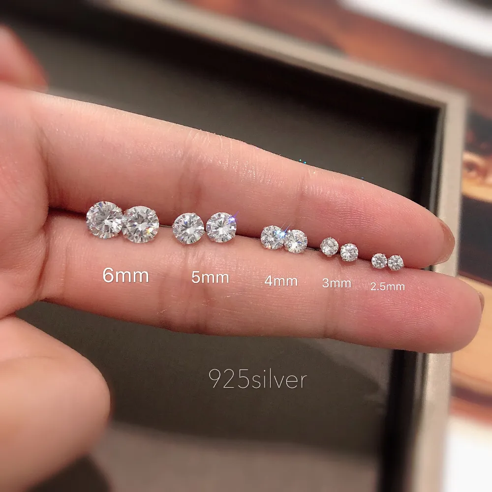 Minimalist Round Zircon Stud Earrings With 925 Sterling Silver Earring Post Classic Jewelry For Men Women