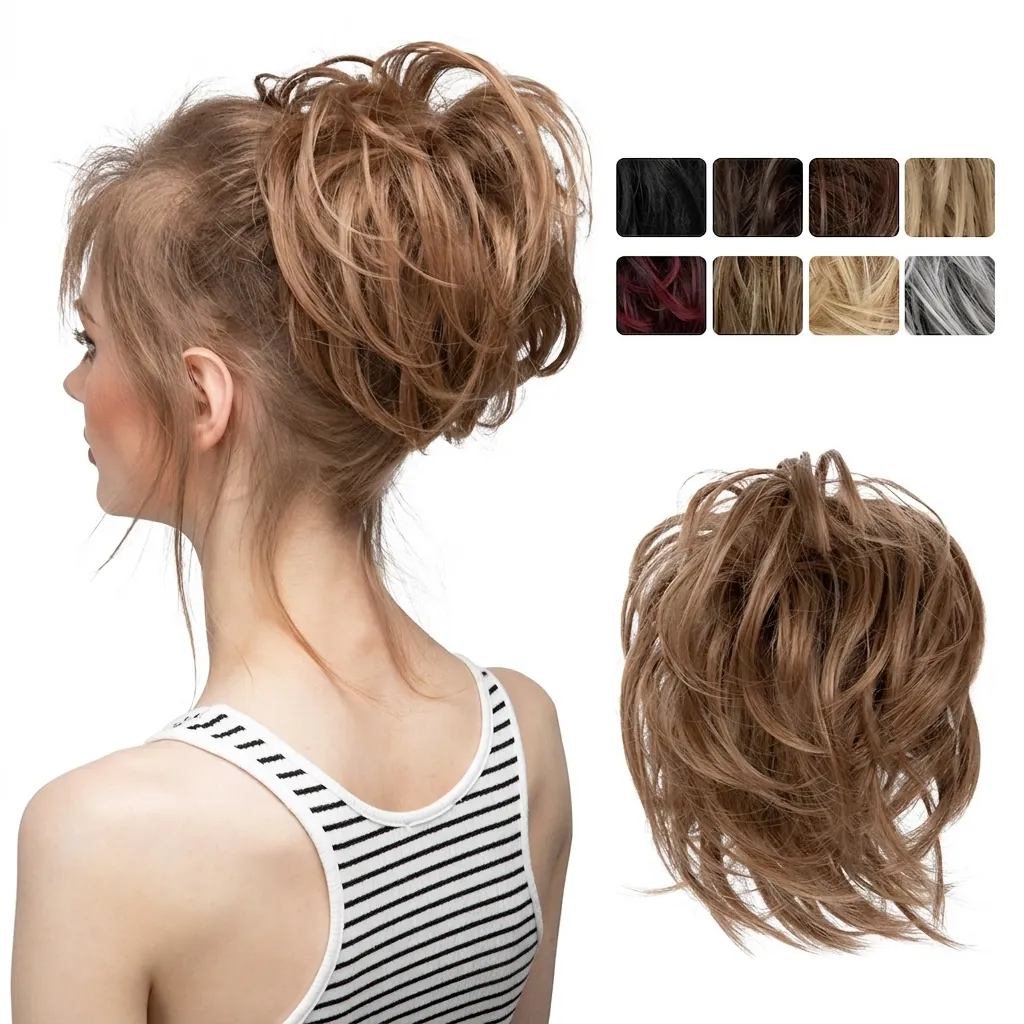 Messy Bun Hair Extension Synthetic Fluffy Curly Hair Scrunchie Hairpiece For Women Natural Volumizing Styling