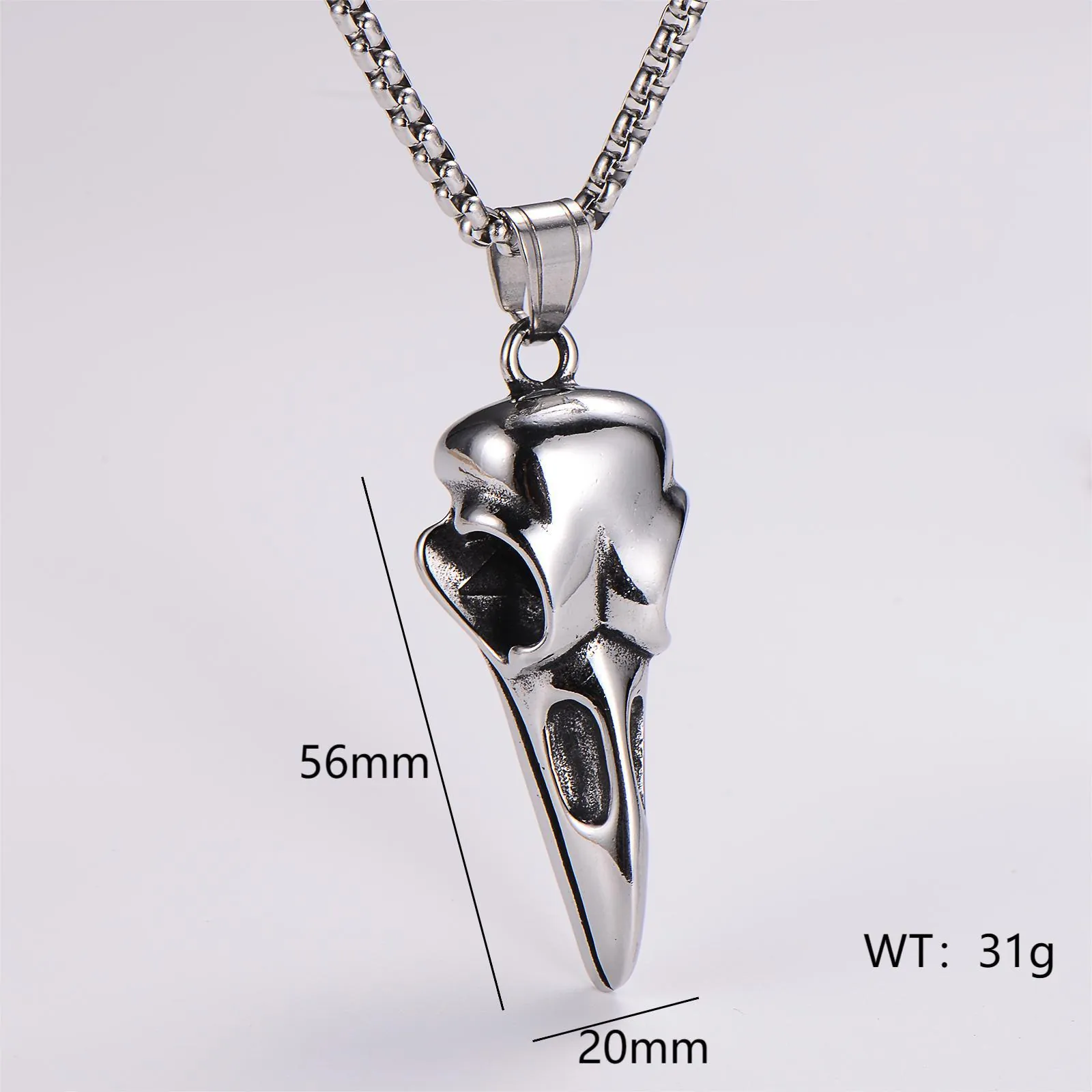 Herren Punk Krähenschädel Anhänger Halskette 304 Edelstahl Gothic Vogelkopf Schmuck Wikinger Stil