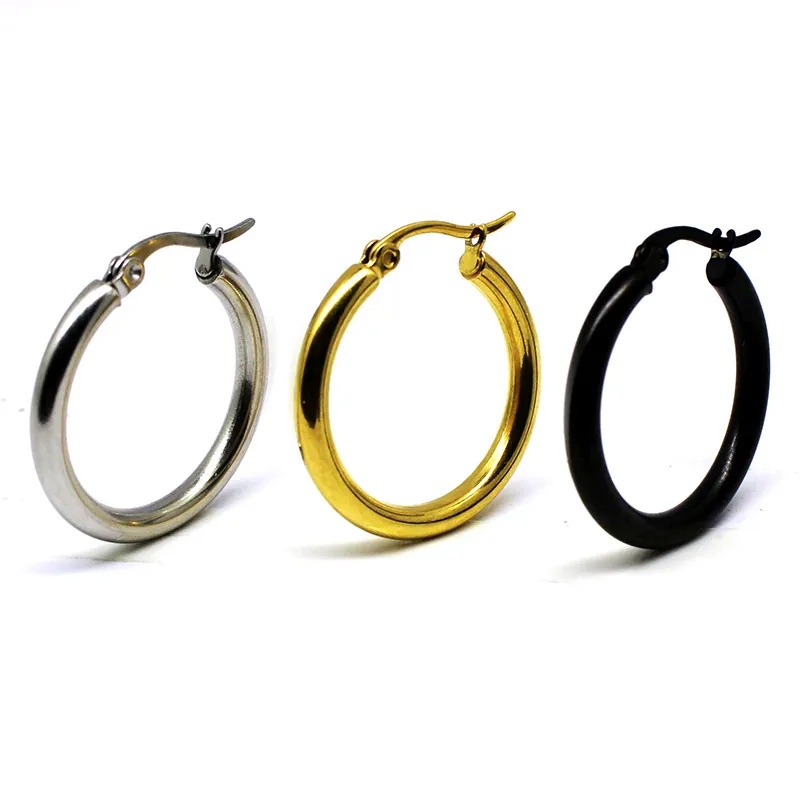 Classic Hoop Earrings 316L Stainless Steel High Polished Minimalist Circular Fashion Jewelry For Women