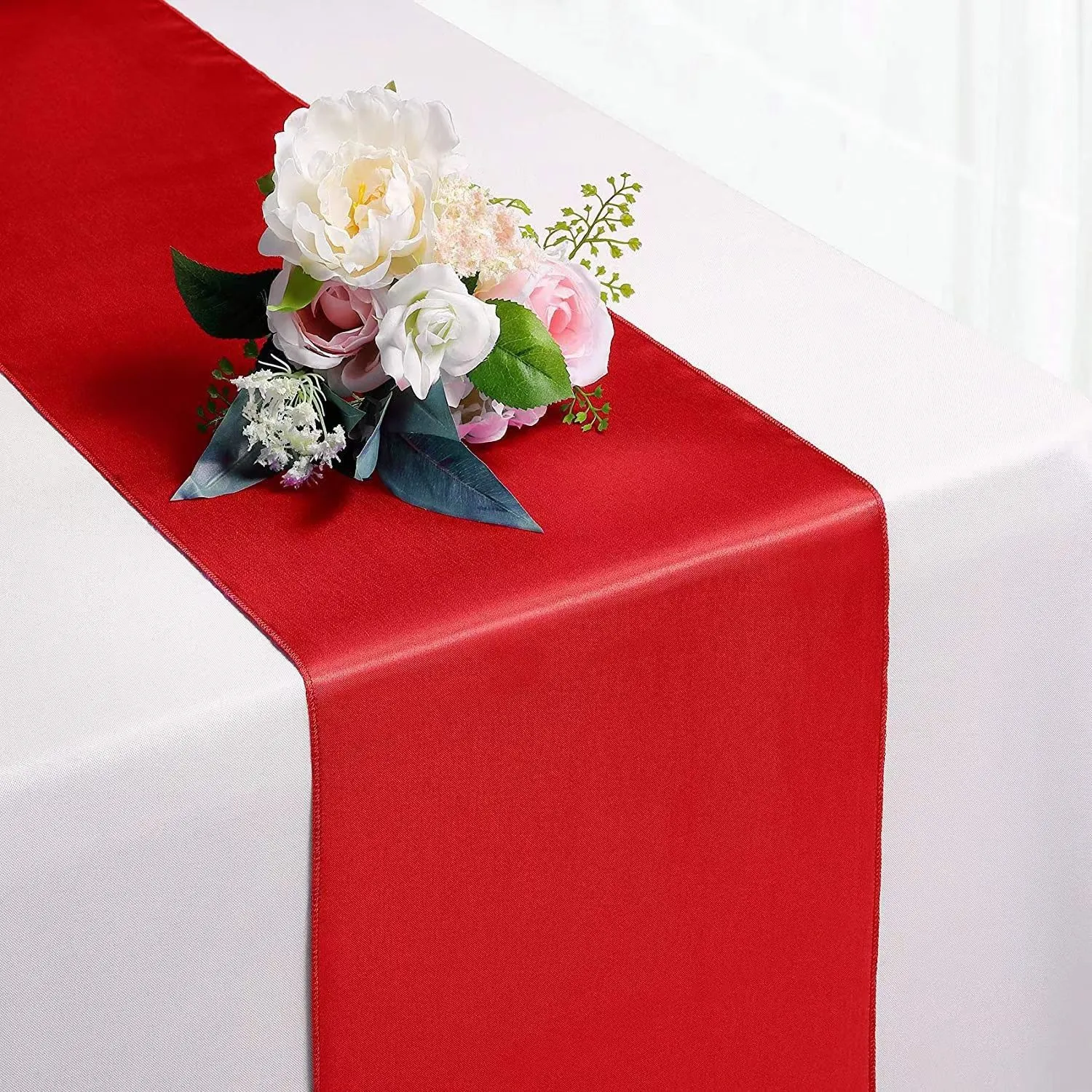 Satin Table Runner Solid Color Smooth Glossy Polyester Fabric For Wedding Party Banquet Hotel Home Dining Decoration