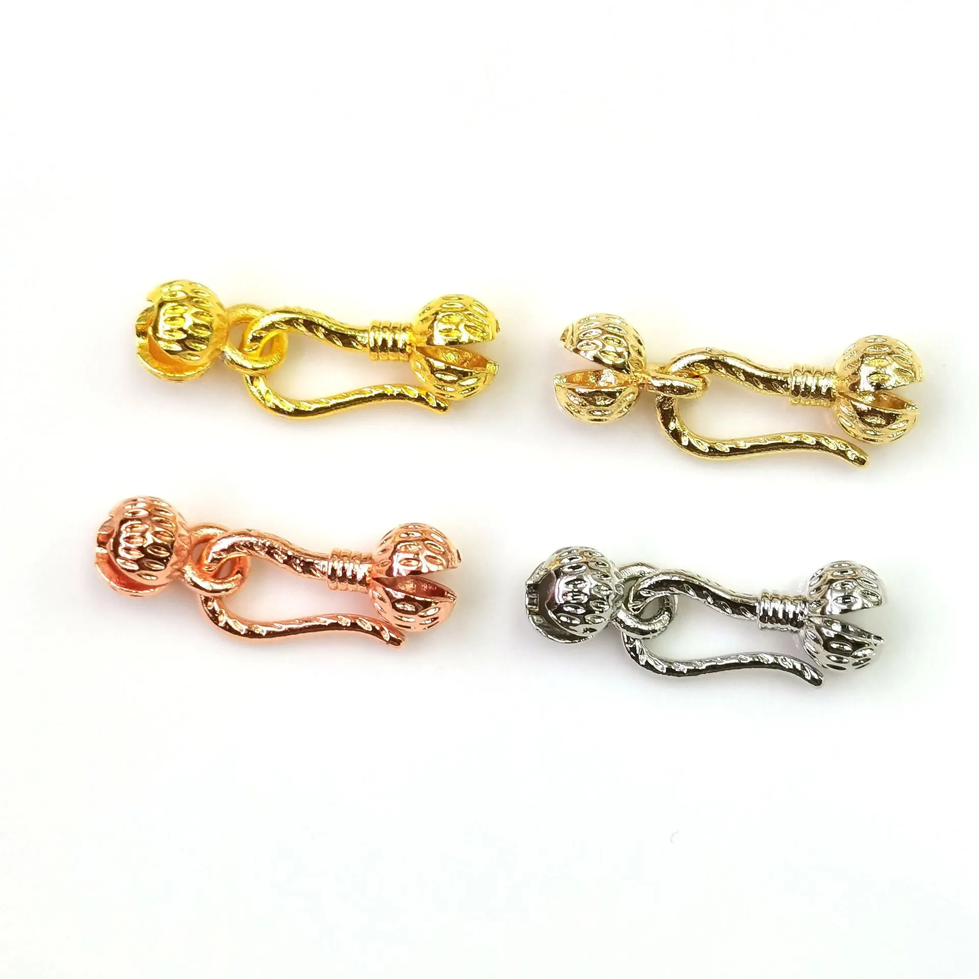 Chiusure Gioielli Gancio A S Connettori Rame Placcato Oro Design Bocciolo Di Fiore Per Creazione Fai Da Te Collane Bracciali