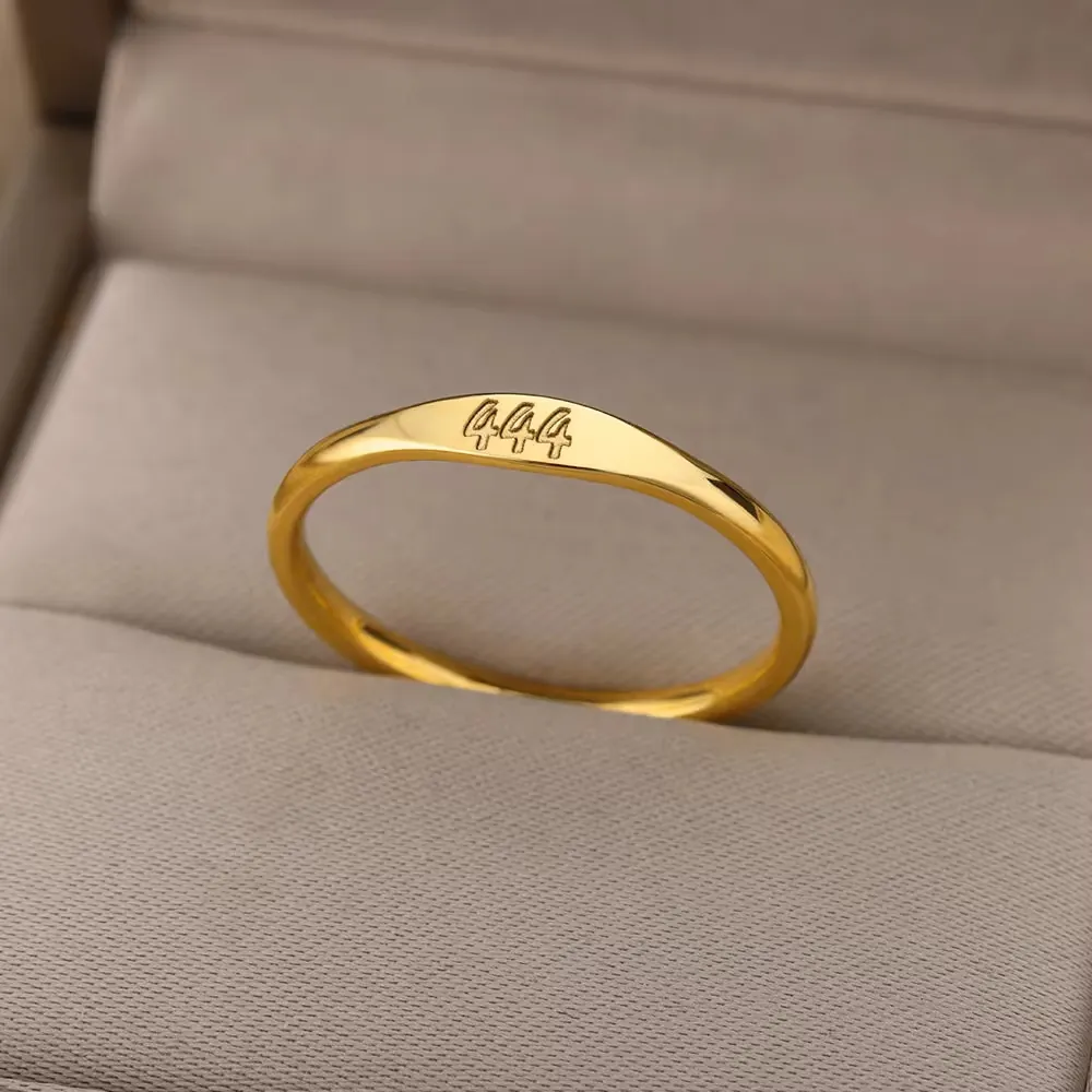 Angel Number Rings Stainless Steel Gold Plated Minimalist Lucky Jewelry For Women Men Ins Style