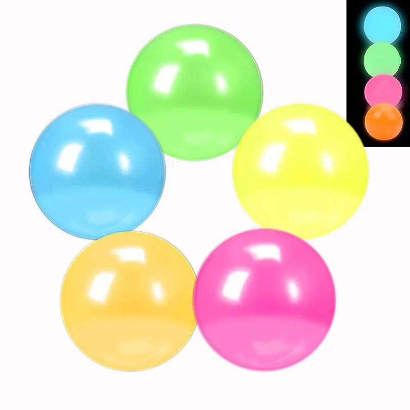 Balles Collantes Lumineuses TPR Souple Glow In The Dark Jouet Anti Stress Pour Jeu De Cible Mur Plafond