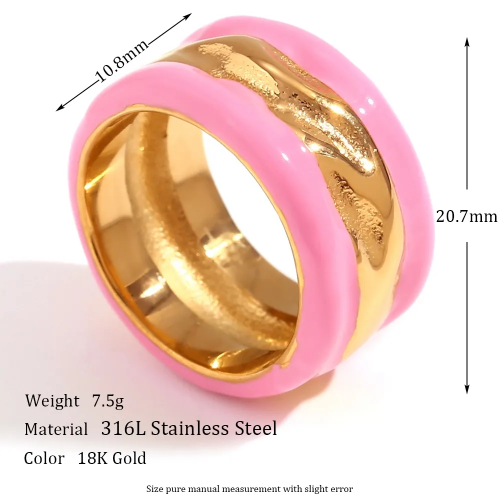 Edelstahl Wasserwelle Emaille Creolen Kontrastfarbene Tropföl Geometrischer Offener Ring Modeaccessoire Für Damen