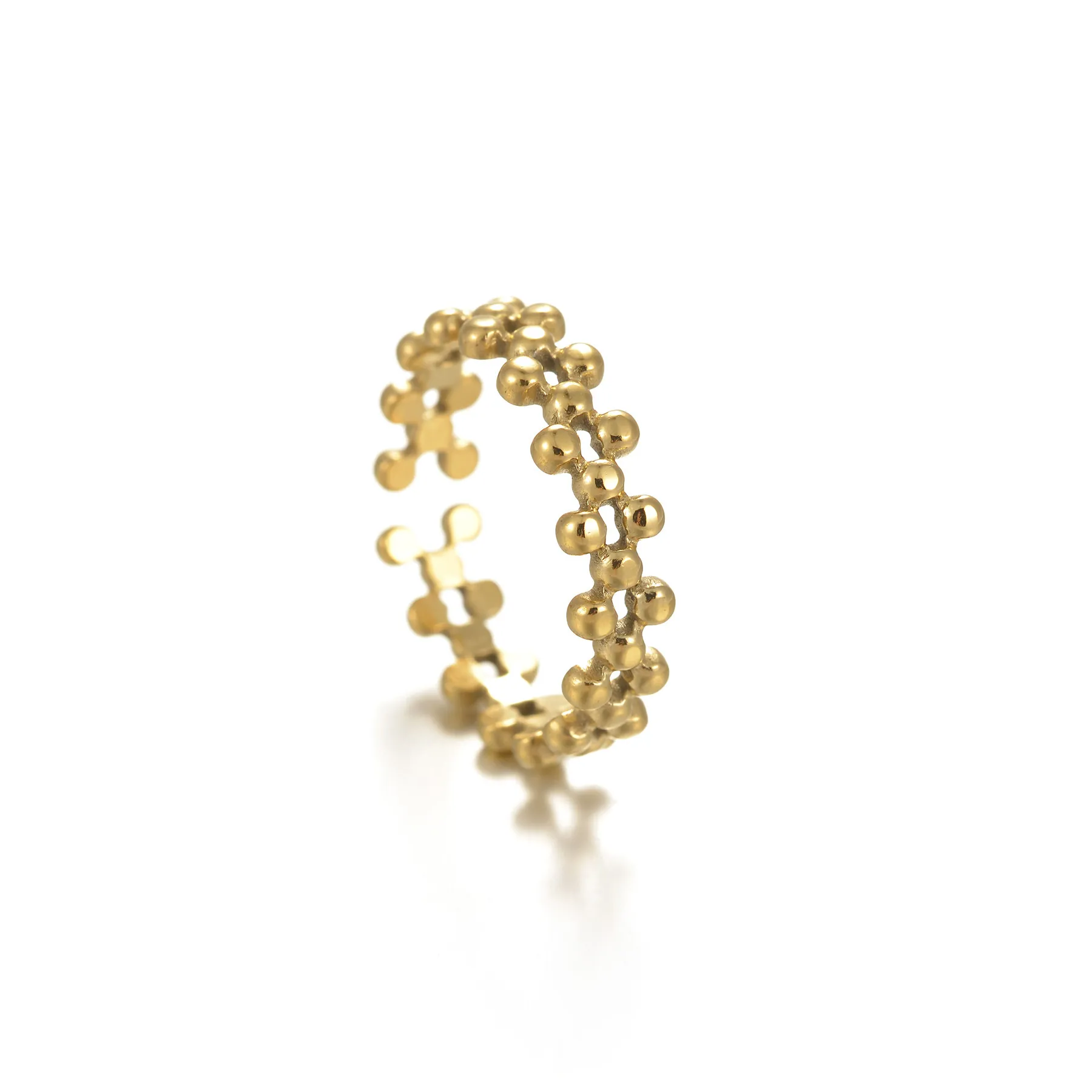 Adjustable Gold Ring Stainless Steel Bead Bubble Design Minimalist 14K Gold Plated Jewelry For Women Niche Style Fashion