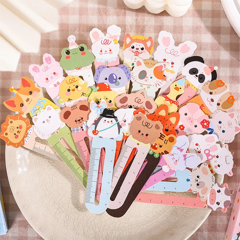 Cute Animal Floral Paper Ruler Bookmarks With Measuring Scale Multi-functional Page Markers For Kids Students School Office Supplies Stationery Gift