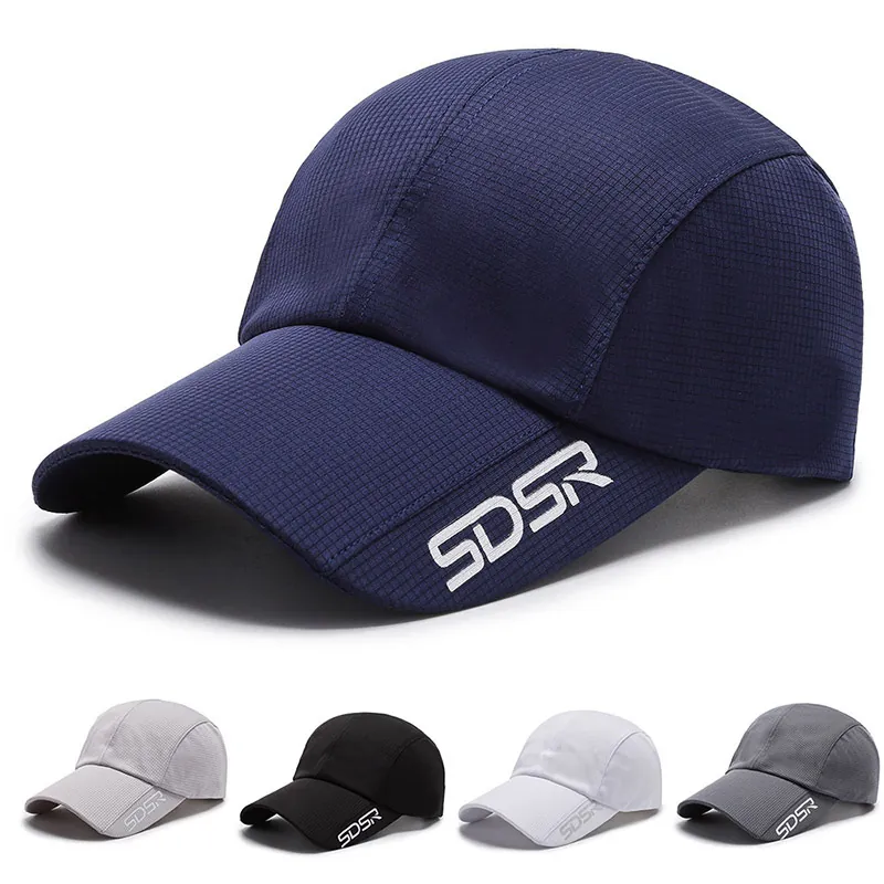 Quick Dry Baseball Cap Breathable Sun Protection Polyester Grid Texture Outdoor Sports Adjustable Hat For Men Women