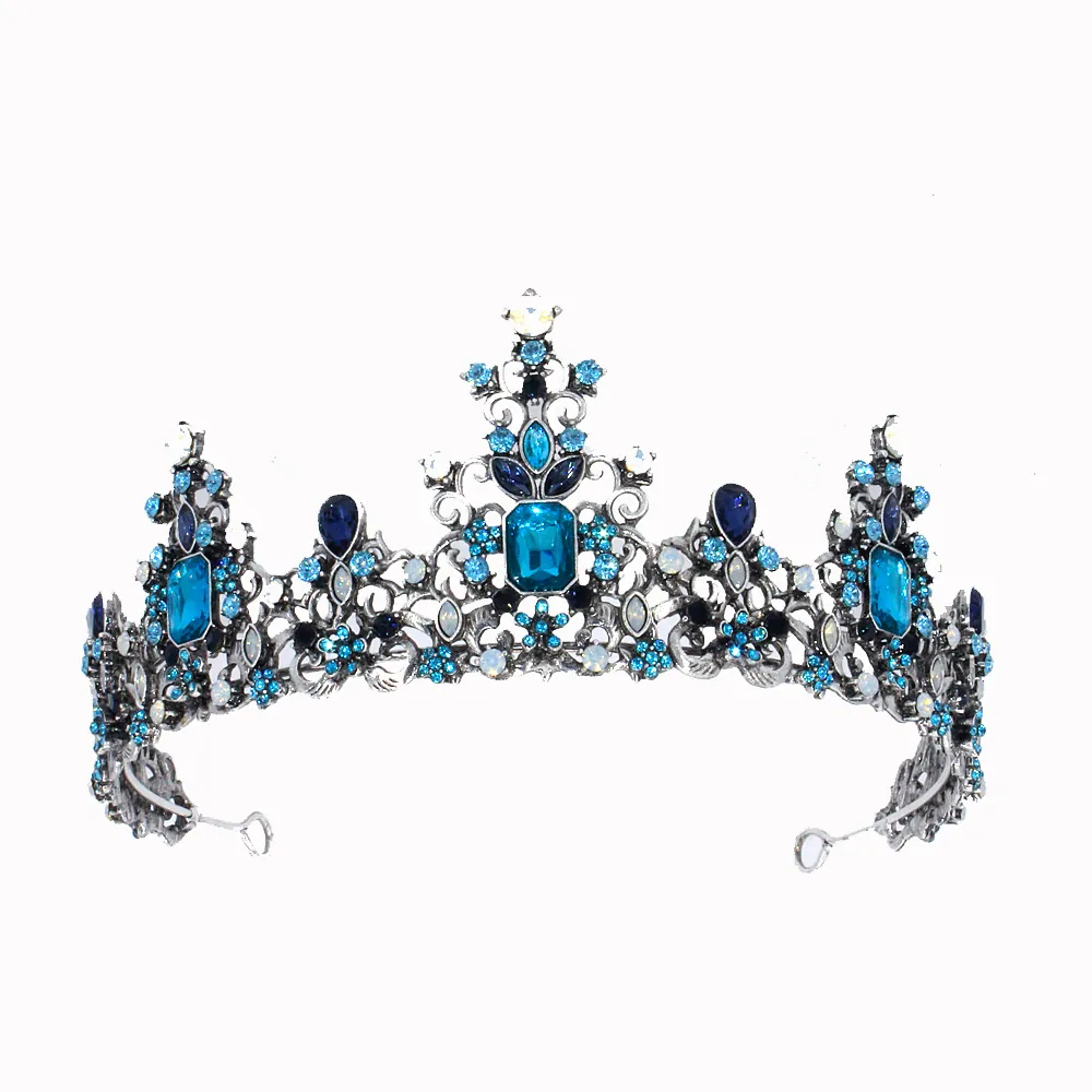 Diadème En Alliage Baroque Rétro Couronne De Strass Multicolores Mariage Anniversaire Reine Fête Accessoires Cheveux Femmes