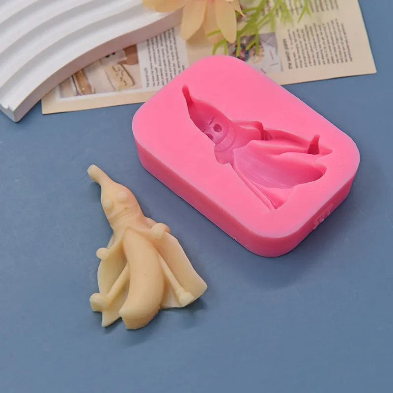 Silicone Mold Funny Banana Character With Cloak For DIY Baking Cake Decorating Novelty Cartoon Fruit Shape
