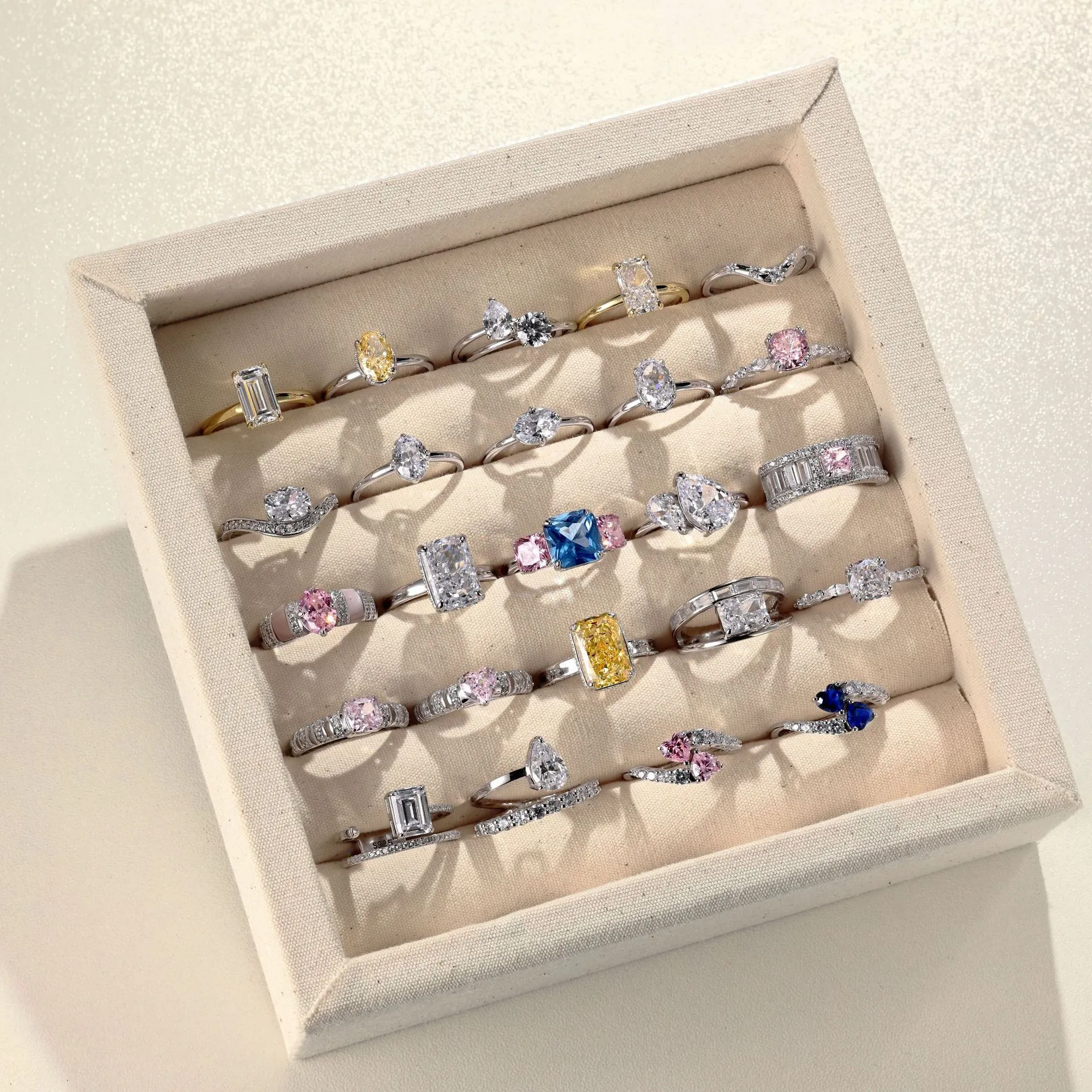 925 Sterling Silver Ring Sparkly Zircon Ice Flower Cut Wedding Engagement Luxury Jewelry For Women Fashion Finger Accessory