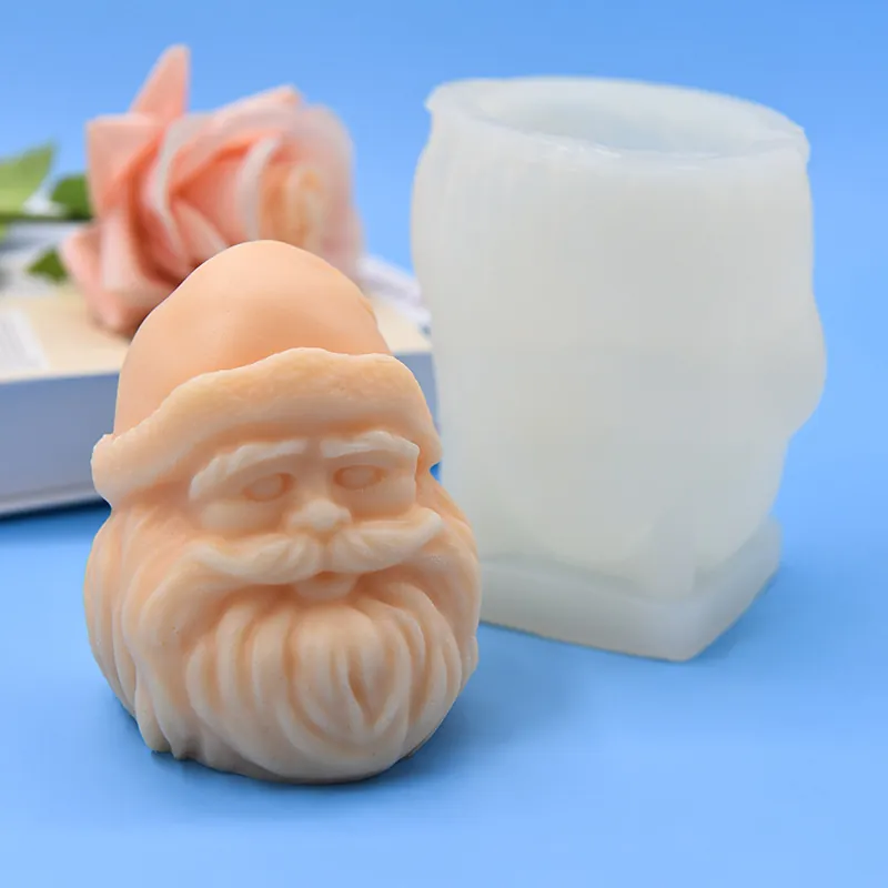 Santa Claus Head Silicone Mold 3D DIY Baking Cake Chocolate Candle Soap Plaster Manual Crafting Tool Christmas Theme