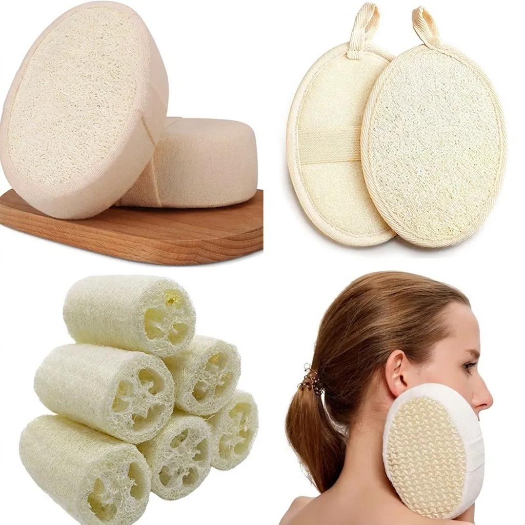 Natuurlijke Loofah En Sisal Bad Spons Pad Exfoliërende Body Scrubber Voor Douche Spa Milieuvriendelijke Huidverzorging