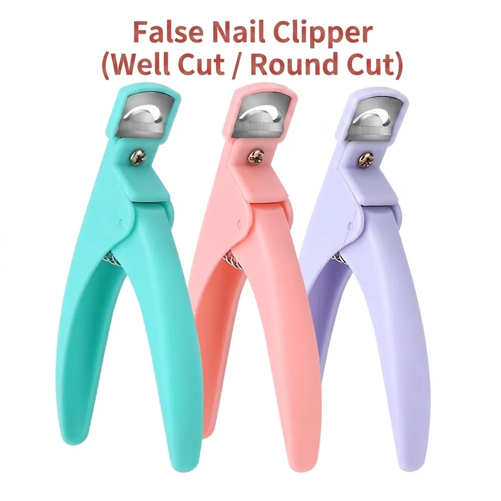 Acrylic Nail Tip Cutter U-Shaped Stainless Steel Blade Plastic Handle Fake Nail Trimming Tool DIY Manicure Sharp Durable