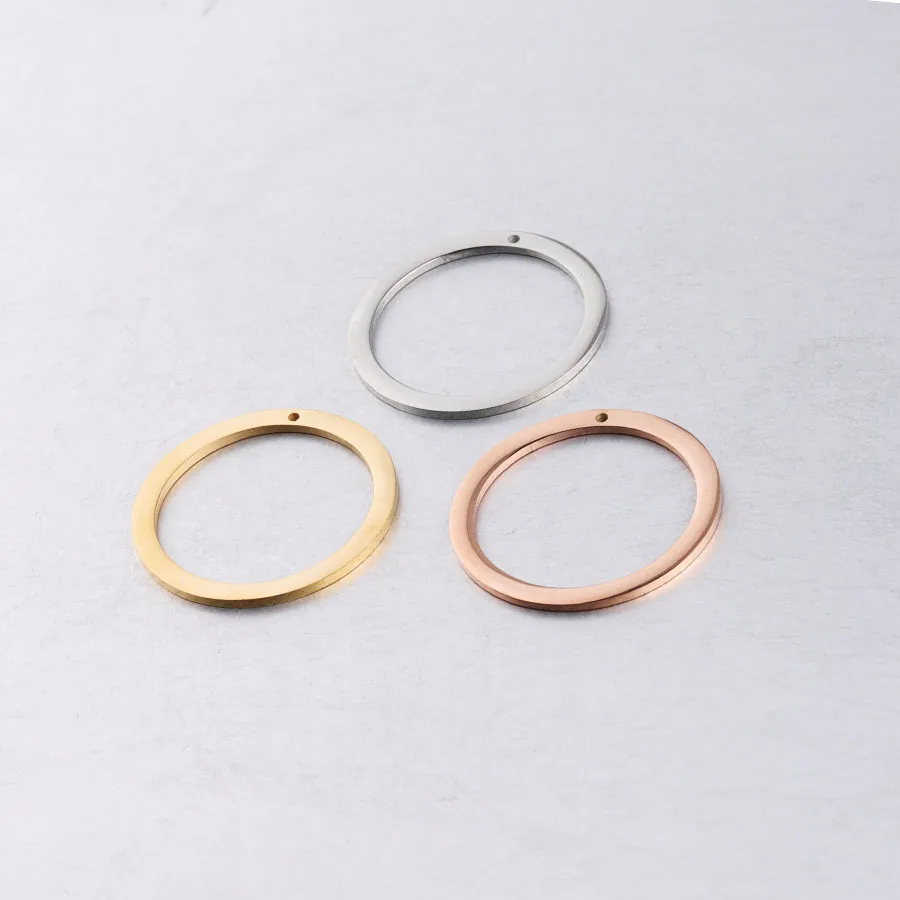 Hollow Round Circle Pendants Mirror Polished 304 Stainless Steel DIY Jewelry Making Charms Connectors For Necklace Earrings