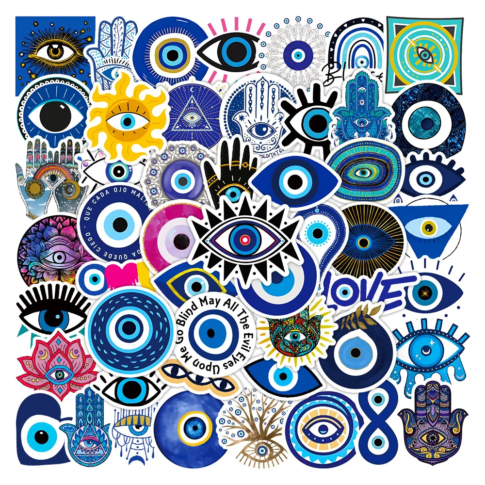 Adesivi Evil Eye Hamsa Hand Decalcomanie In Vinile Impermeabile Per Borraccia Laptop Telefono Bagagli Estetico Mistico Nazar