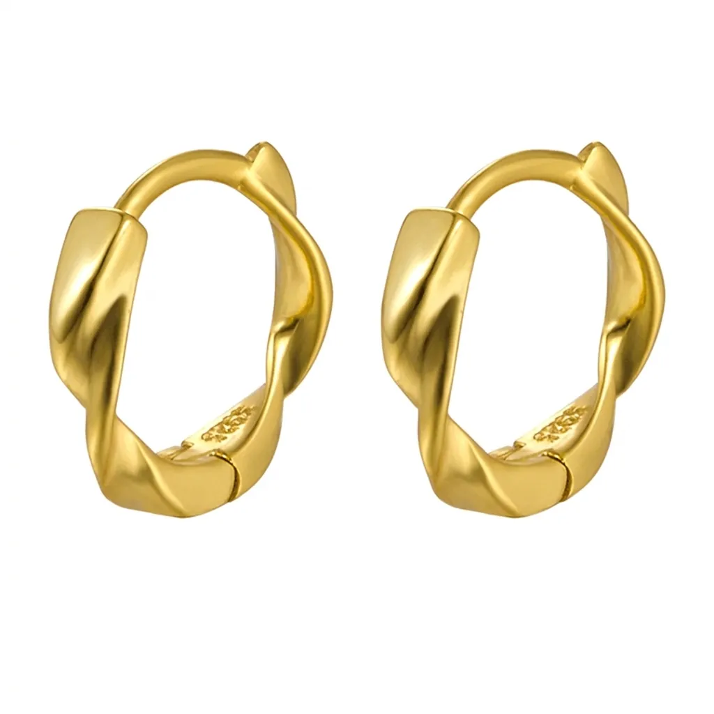 Mobius Twisted Hoop Earrings 925 Sterling Silver Geometric Minimalist Round Jewelry For Women Fashion Gift
