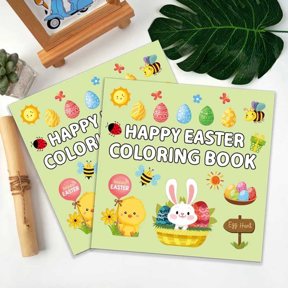 Happy Easter Coloring Book Children Paper Cartoon Bunny Eggs Activity Educational Drawing Toy Fun For Kids