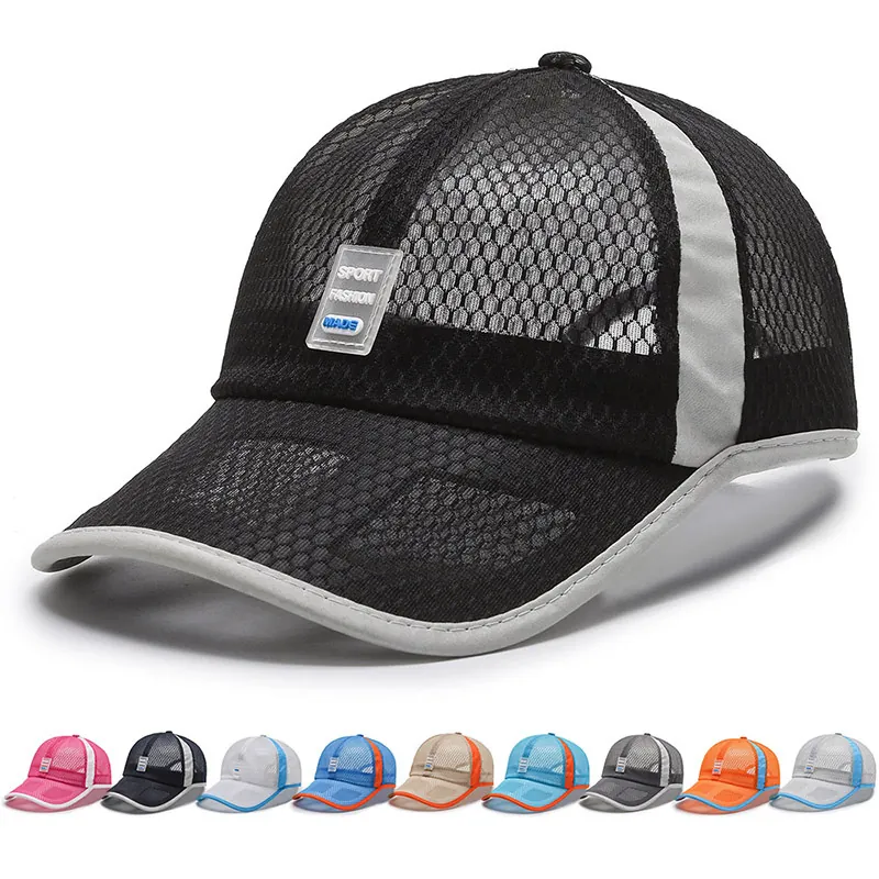 Mesh Baseball Cap Breathable Polyester Sun Protection Adjustable Sports Trucker Hat For Men Women